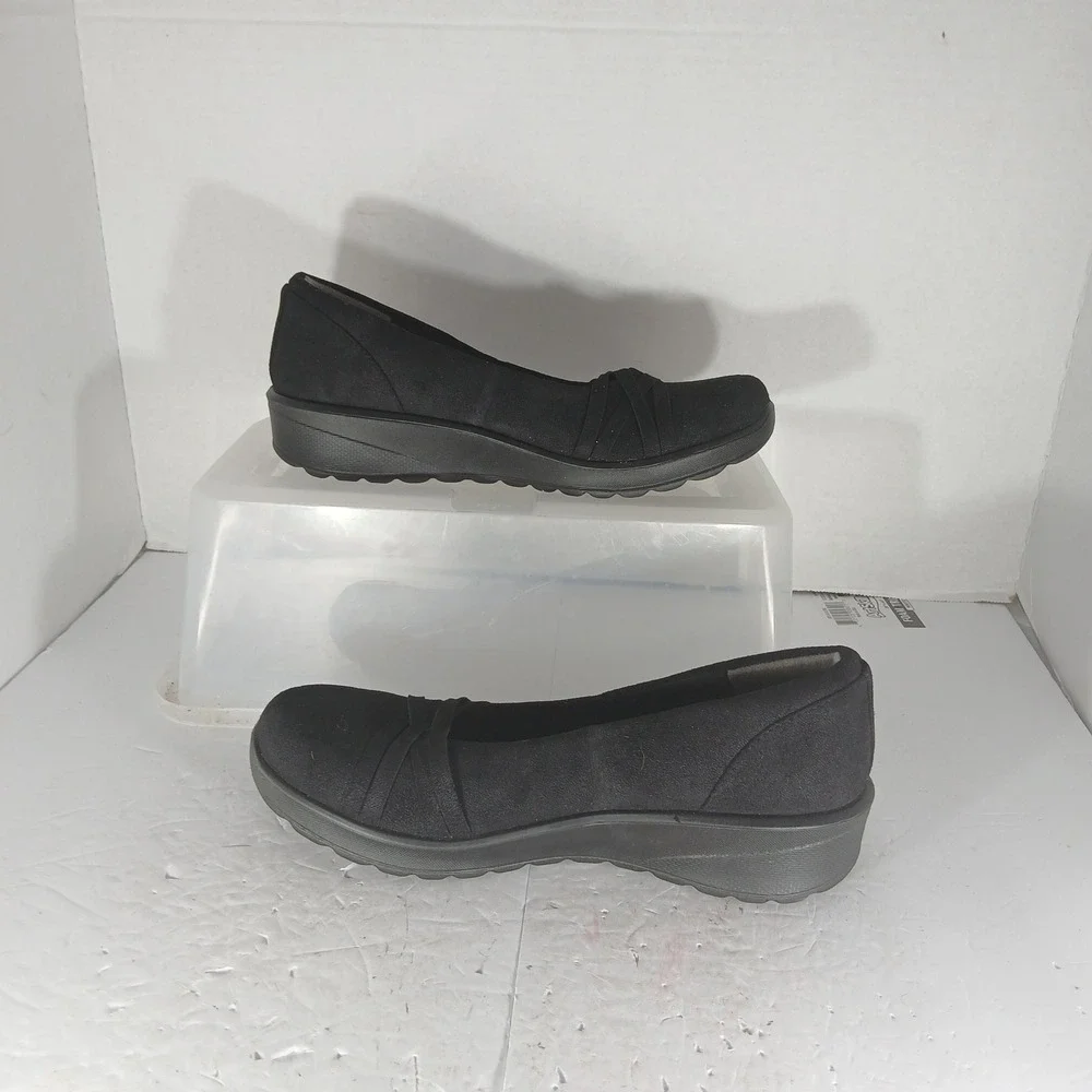 LifeStride Bzees Goody 7.5M Black Air Step Slip On Wedge Comfort Shoes